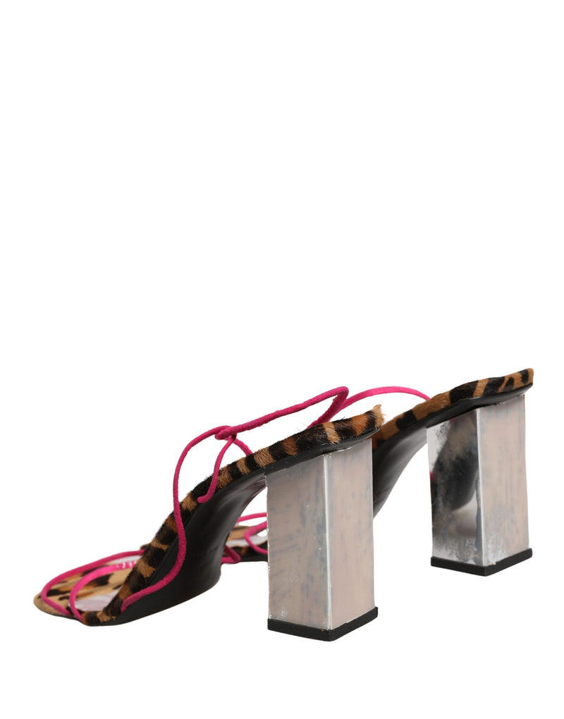 Dolce & Gabbana Multicolor Leather Block Heels Sandals