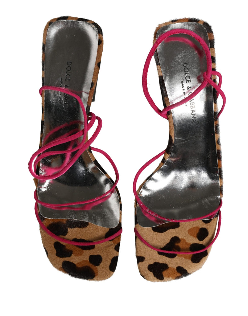 Dolce & Gabbana Multicolor Leather Block Heels Sandals