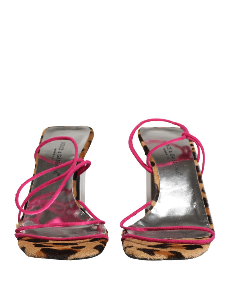 Dolce & Gabbana Multicolor Leather Block Heels Sandals