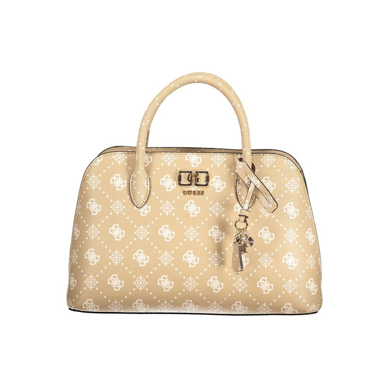 Guess Jeans Emelie Logo Bag - Beige Polyurethane Shoulder Bag
