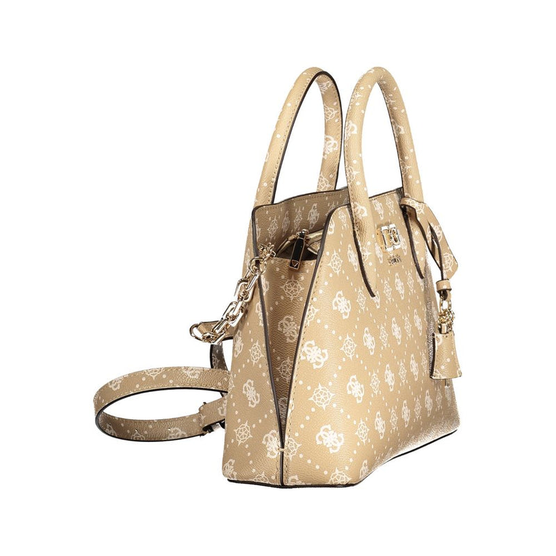 Guess Jeans Emelie Logo Bag - Beige Polyurethane Shoulder Bag