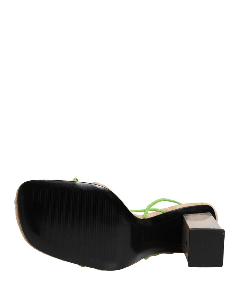 Dolce & Gabbana Multicolor Leather Block Heels Sandals