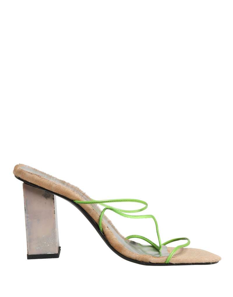 Dolce & Gabbana Multicolor Leather Block Heels Sandals