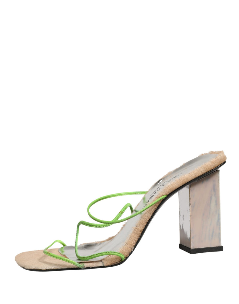 Dolce & Gabbana Multicolor Leather Block Heels Sandals