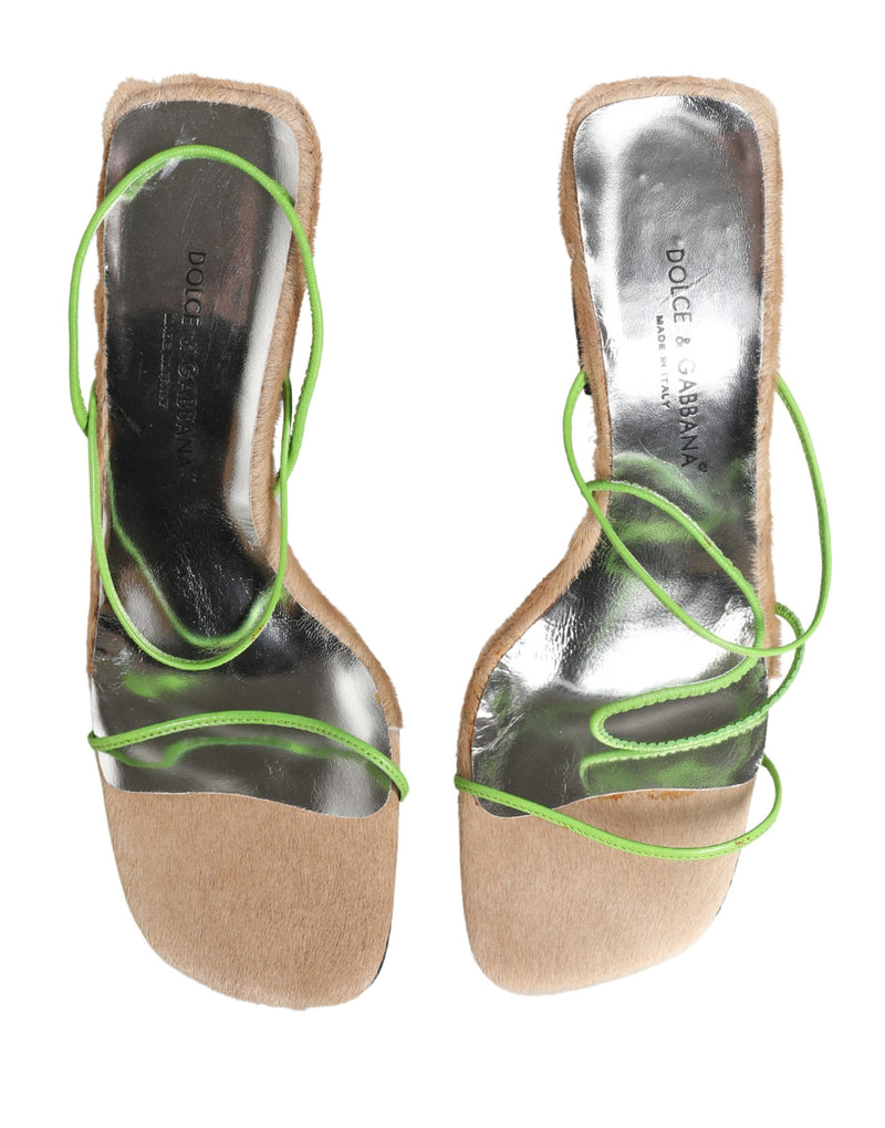 Dolce & Gabbana Multicolor Leather Block Heels Sandals