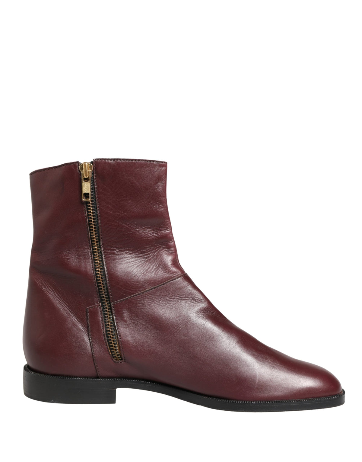 Dolce & Gabbana Maroon Leather Biker Ankle Boots