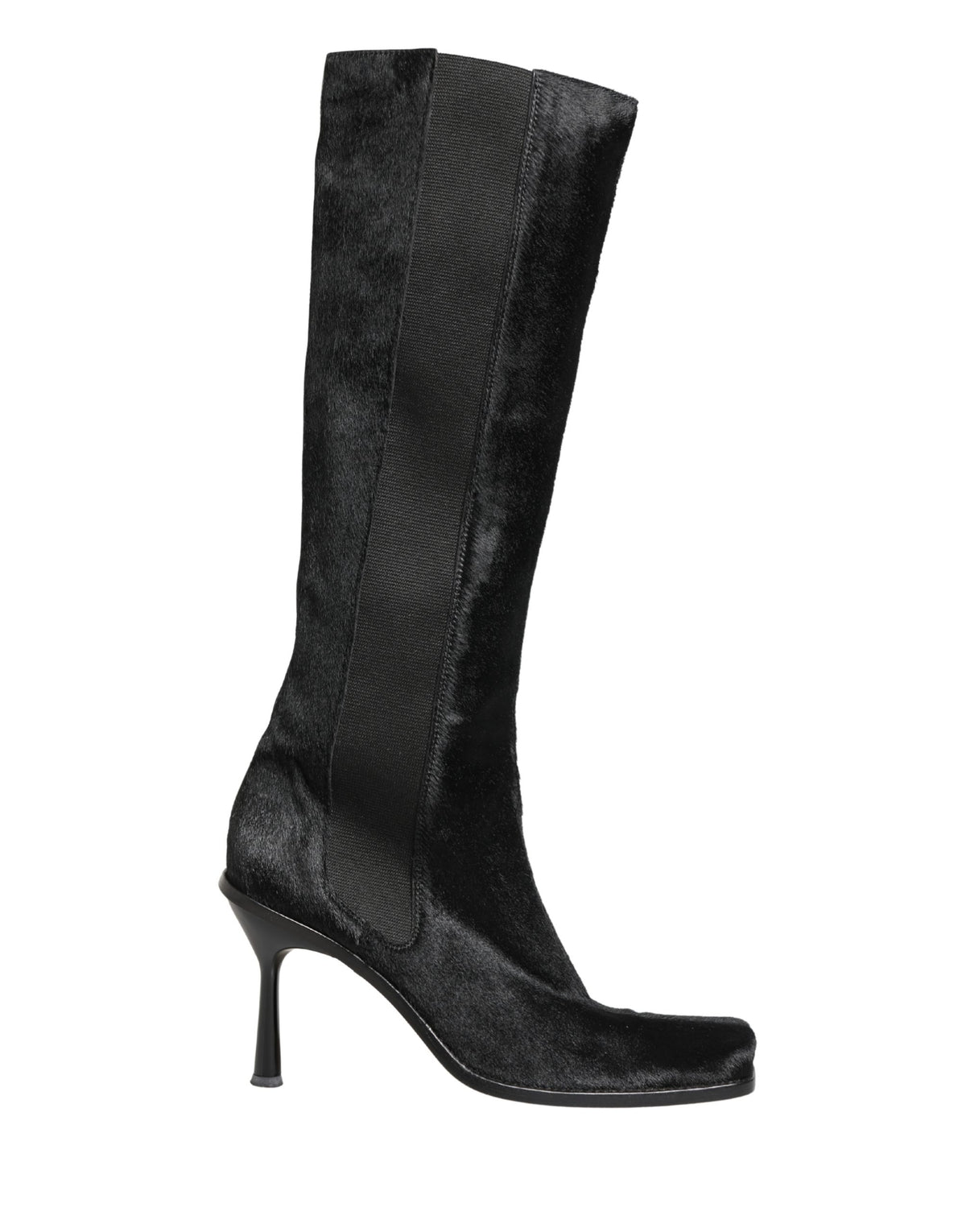 Dolce & Gabbana Black Suede Leather Knee High Boots