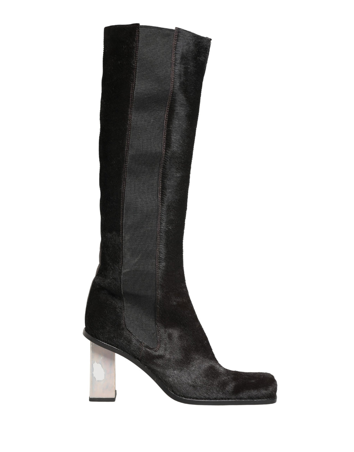 Dolce & Gabbana Black Suede Leather Knee High Boots