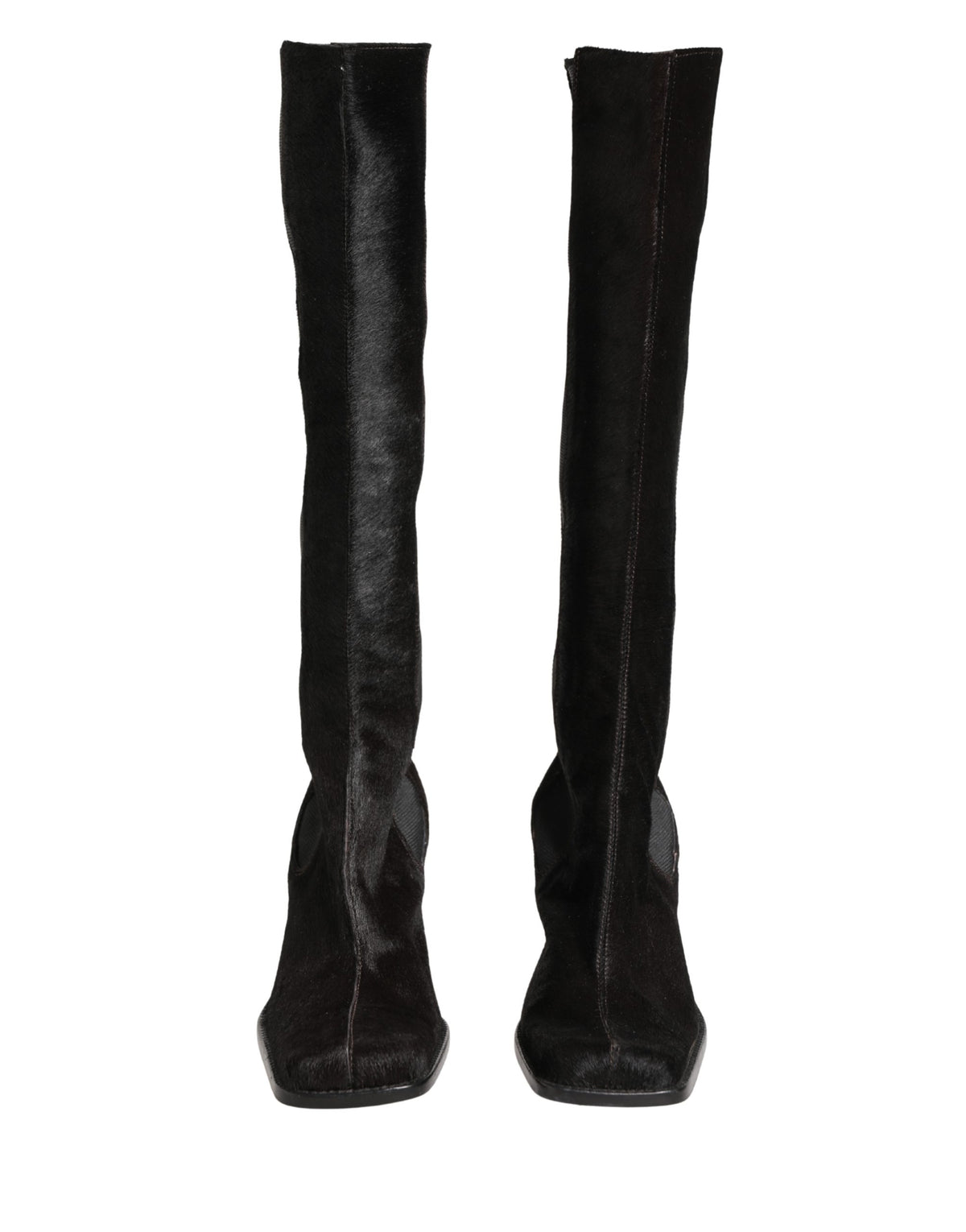 Dolce & Gabbana Black Suede Leather Knee High Boots