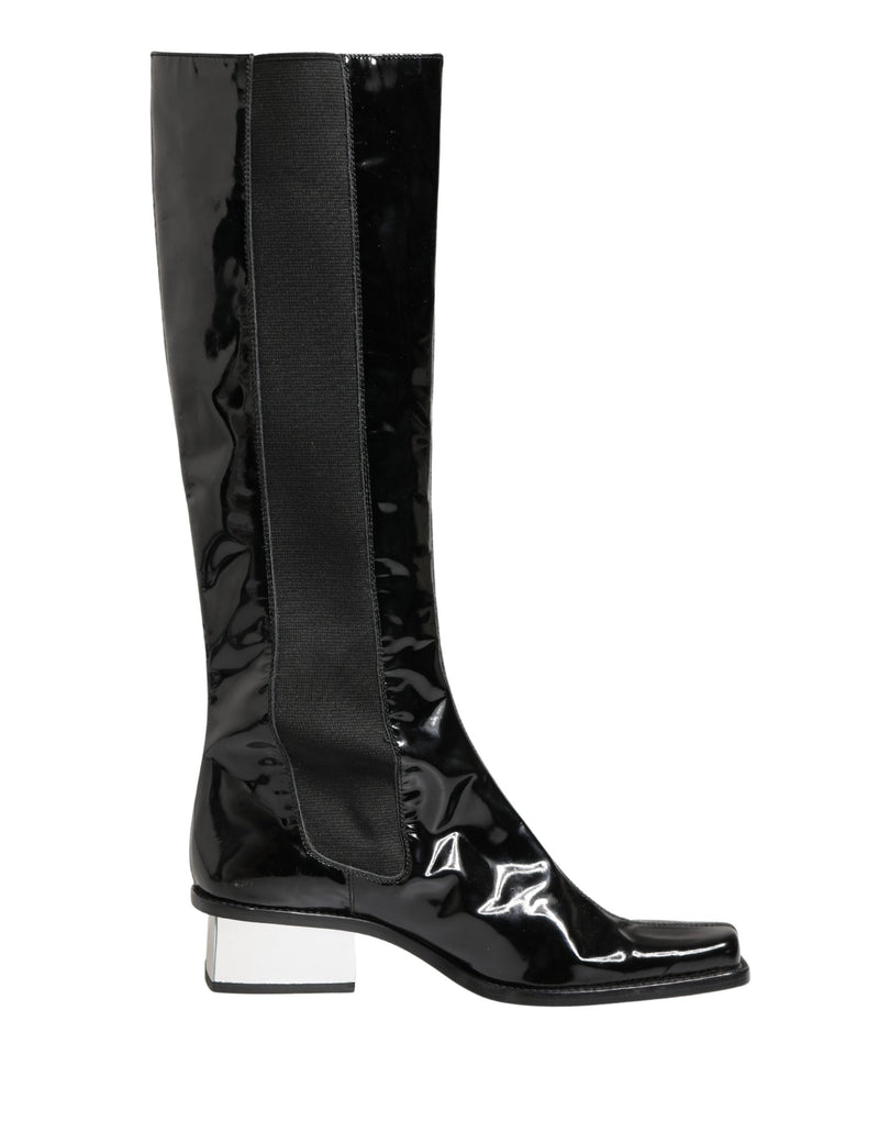 Dolce & Gabbana Black Patent Leather Knee High Boots