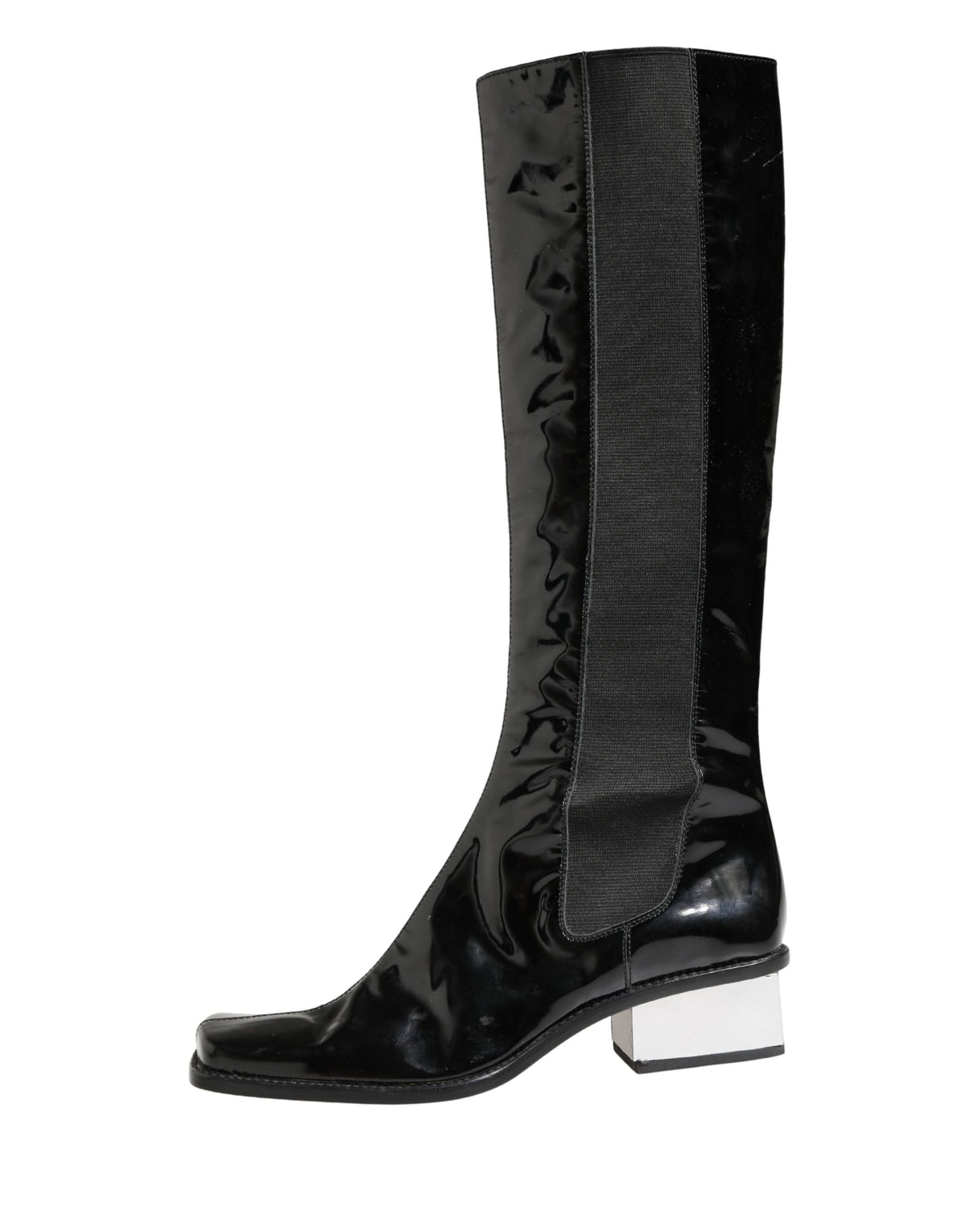 Dolce & Gabbana Black Patent Leather Knee High Boots