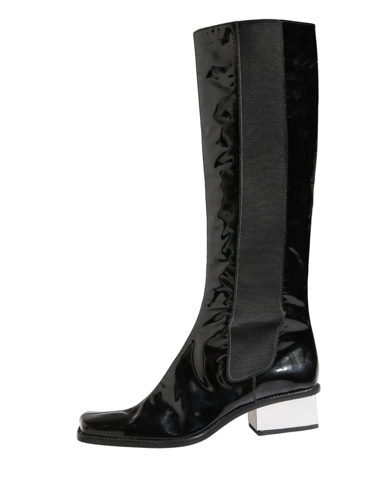 Dolce & Gabbana Black Patent Leather Knee High Boots