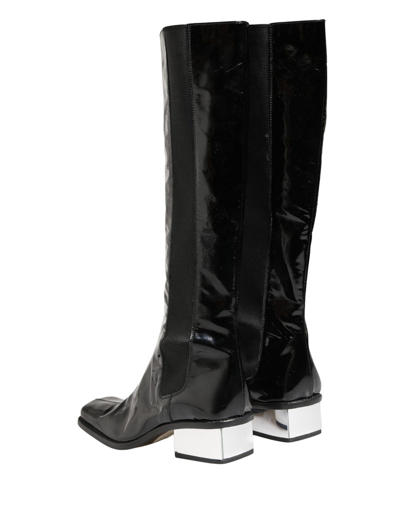 Dolce & Gabbana Black Patent Leather Knee High Boots