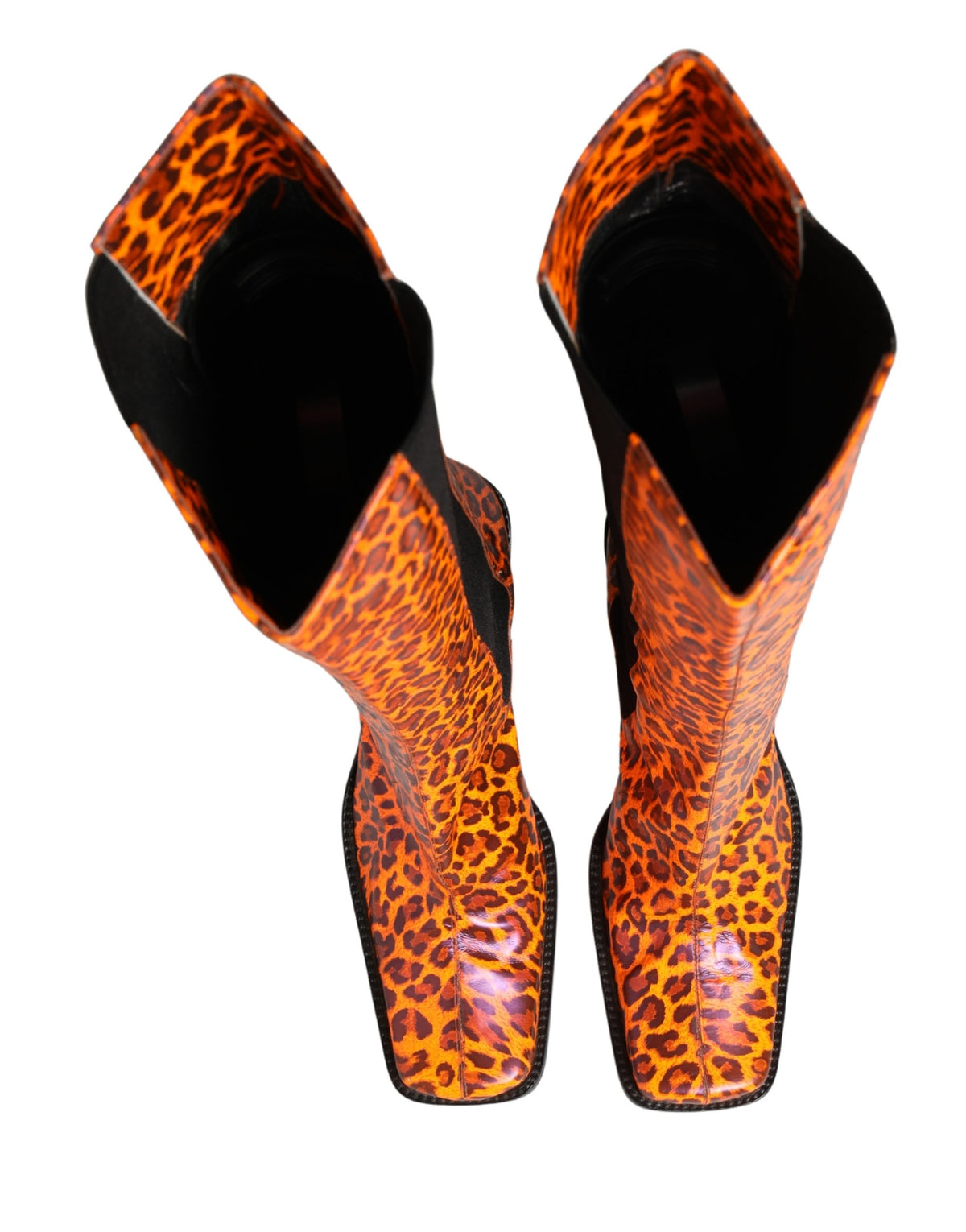 Dolce & Gabbana Brown Leopard Leather Knee High Boots