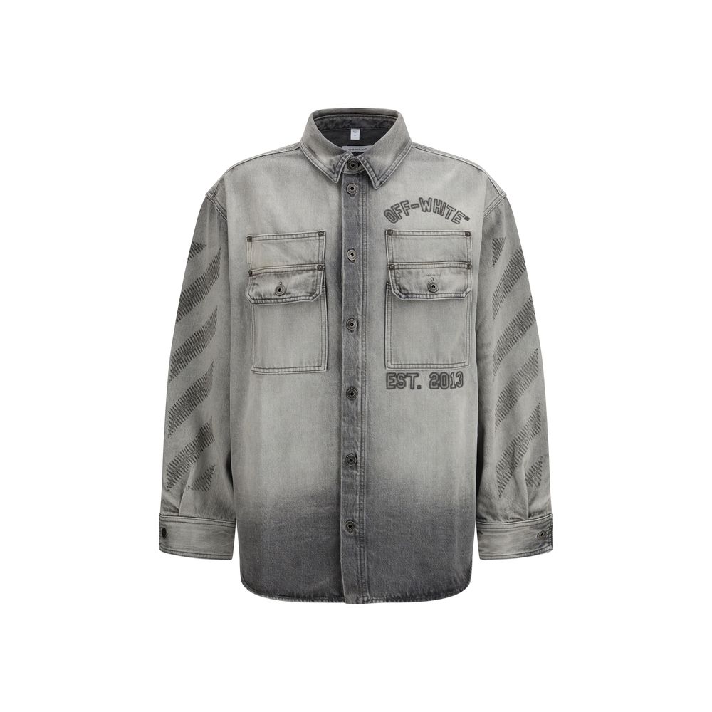 Off-White Diag Military Overshirt - Gray Denim