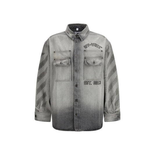 Off-White Diag Military Overshirt - Gray Denim