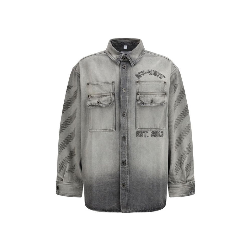 Off-White Diag Military Overshirt - Gray Denim