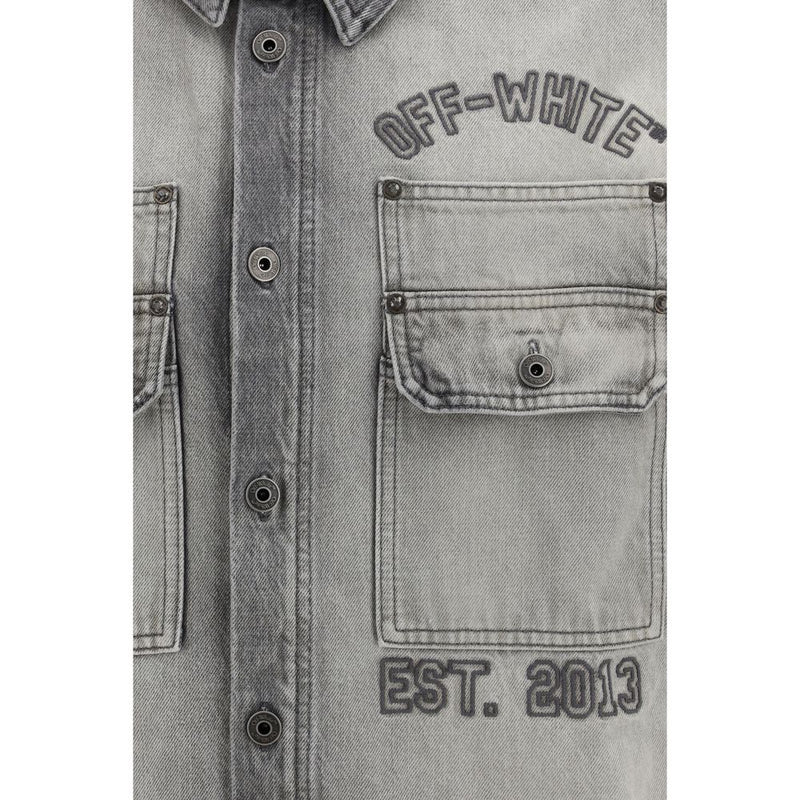 Off-White Diag Military Overshirt - Gray Denim