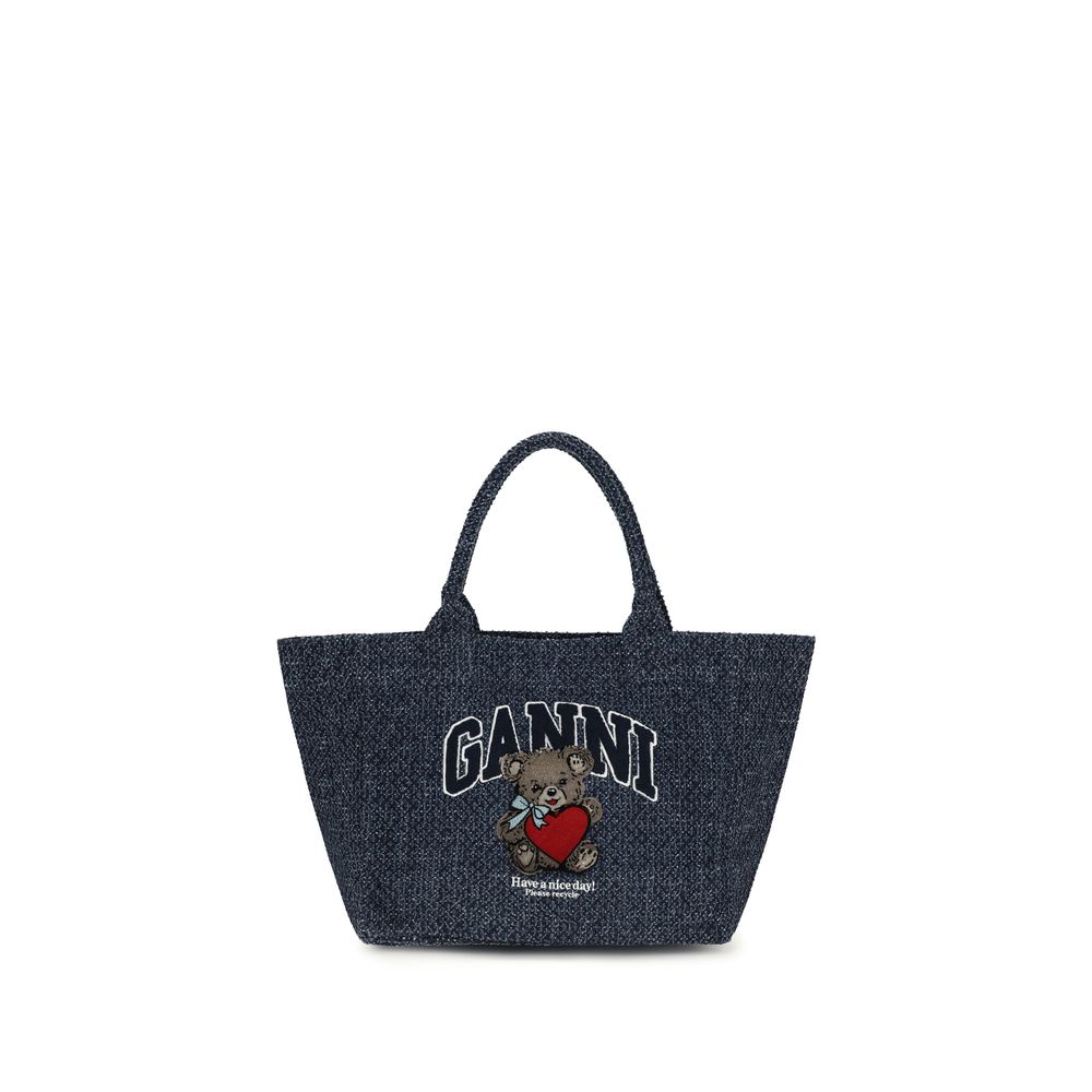 Ganni Blue Cotton Shoulder Bag - Versatile Denim Tote