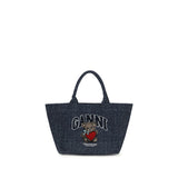 Ganni Blue Cotton Shoulder Bag - Versatile Denim Tote