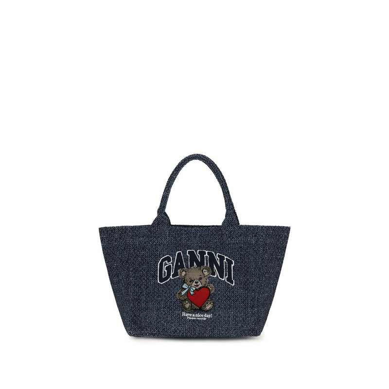 Ganni Blue Cotton Shoulder Bag - Versatile Denim Tote