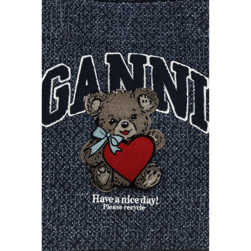 Ganni Blue Cotton Shoulder Bag - Versatile Denim Tote