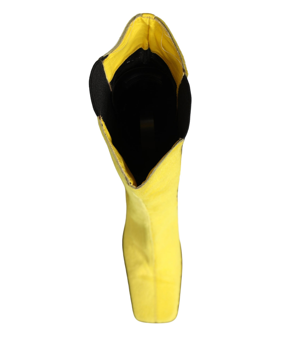 Dolce & Gabbana Yellow Black Leather Knee High Boots