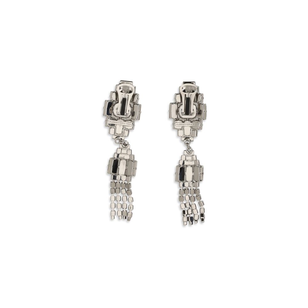 Alessandra Rich Silver Metal Earrings - Elegant Crystal Drop Design