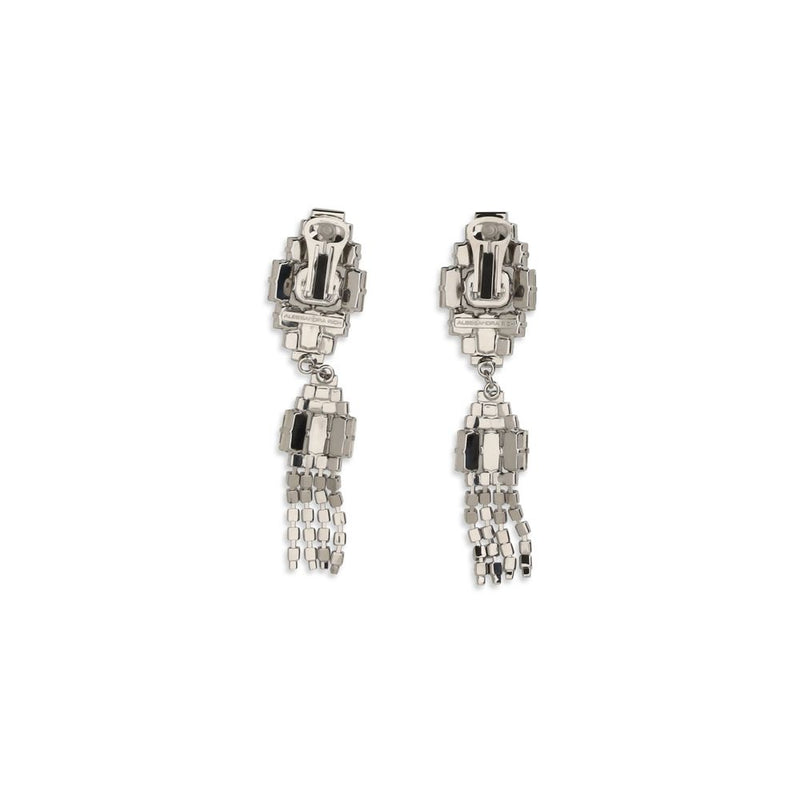 Alessandra Rich Silver Metal Earrings - Elegant Crystal Drop Design
