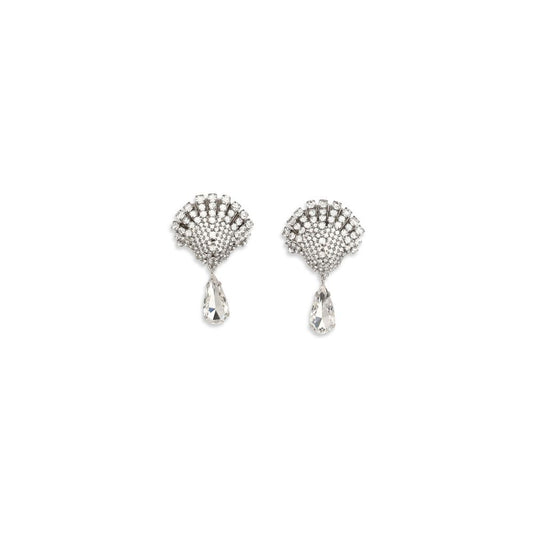 Alessandra Rich Silver Metal Earrings - Crystal Drop Design