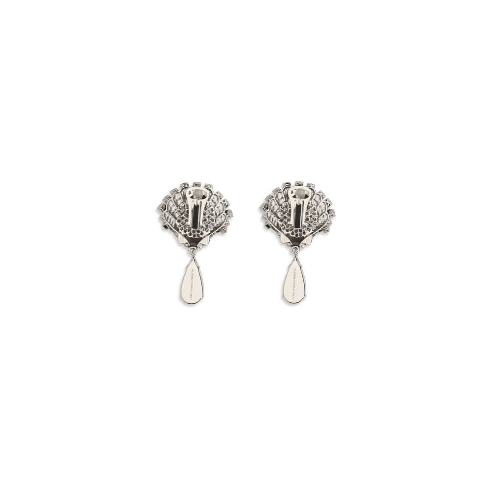 Alessandra Rich Silver Metal Earrings - Crystal Drop Design