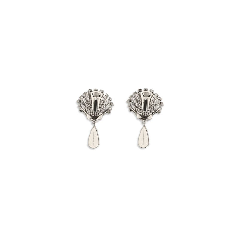 Alessandra Rich Silver Metal Earrings - Crystal Drop Design