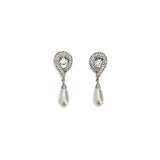 Alessandra Rich Silver Brass Earrings with Pearl Pendants