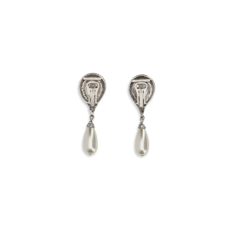 Alessandra Rich Silver Brass Earrings with Pearl Pendants