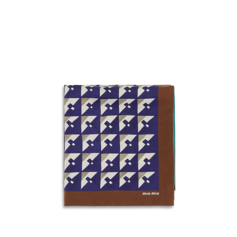 Miu Miu Multicolor Silk Scarf - Elegant Geometric Design