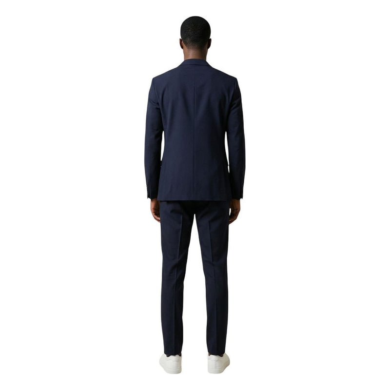 Mulish Blue Polyester Three-Piece Suit for Men