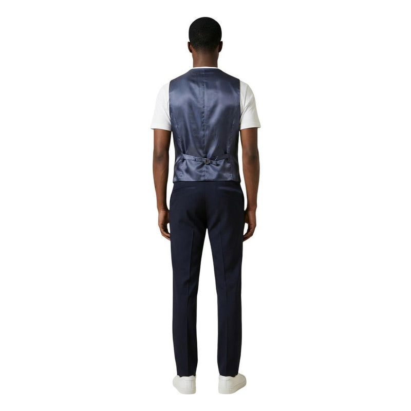 Mulish Blue Polyester Three-Piece Suit for Men