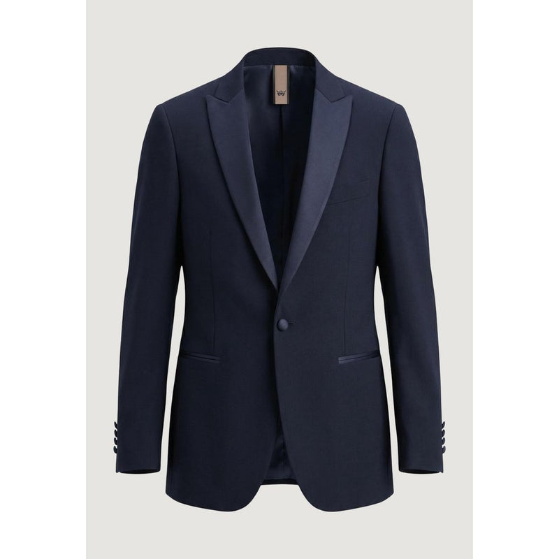 Mulish Blue Polyester Three-Piece Suit for Men