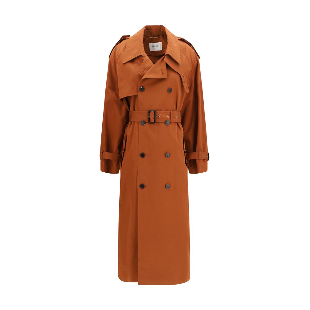 Saint Laurent Brown Cotton Trench Coat for Women