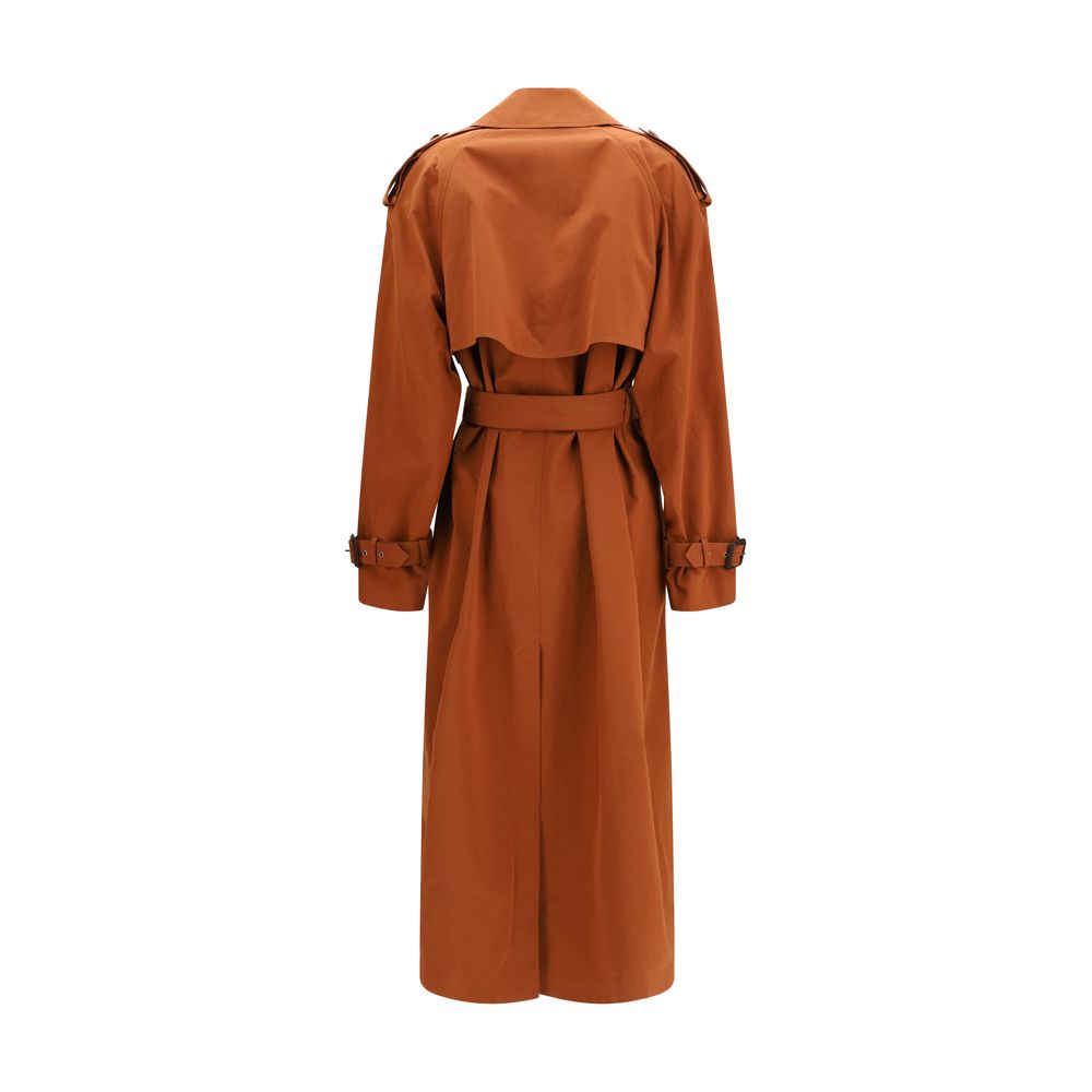 Saint Laurent Brown Cotton Trench Coat for Women