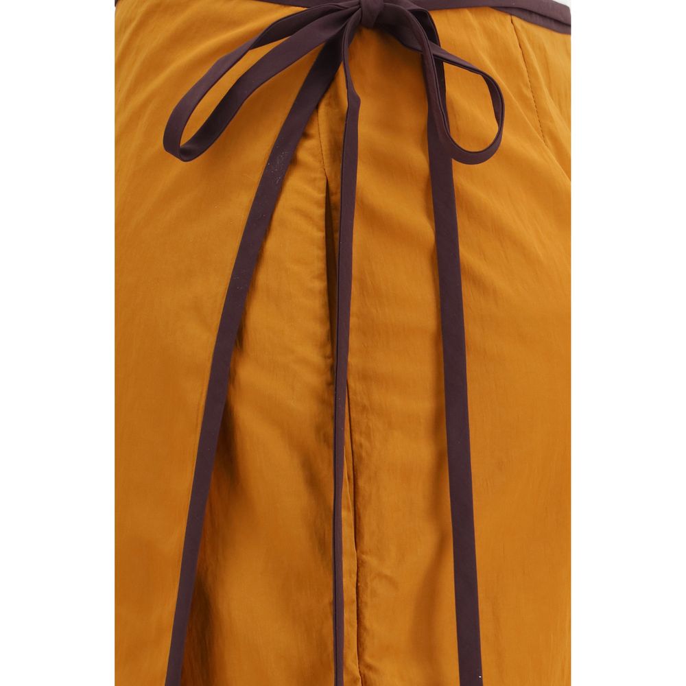 Saint Laurent Orange Nylon Midi Skirt - Modern Tie-Detail Design