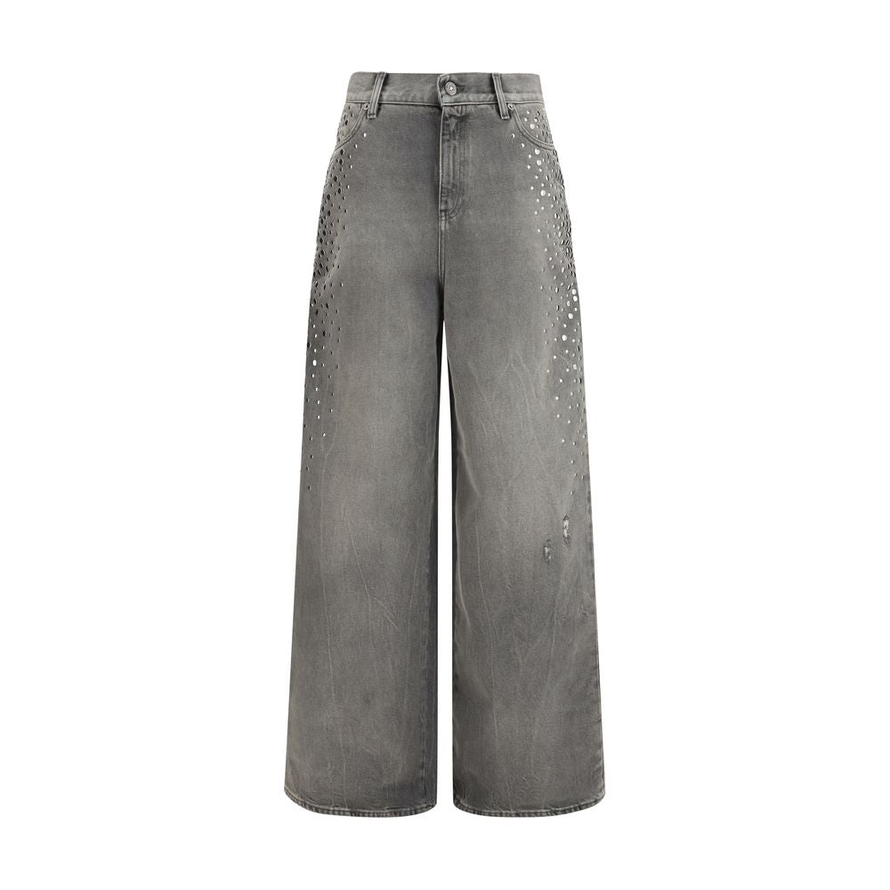 Golden Goose Melody Stud Degraded Gray Cotton Jeans