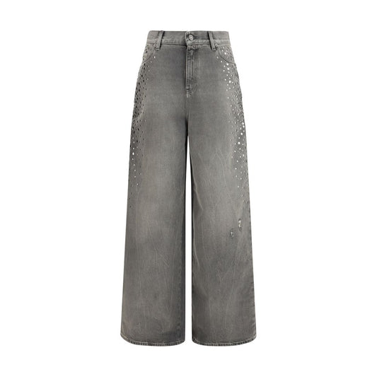 Golden Goose Melody Stud Degraded Gray Cotton Jeans