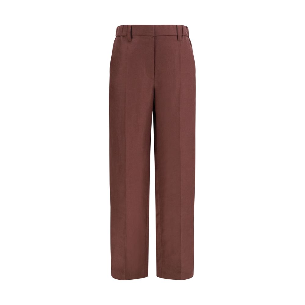 Brunello Cucinelli Brown Linen Casual Pants for Women