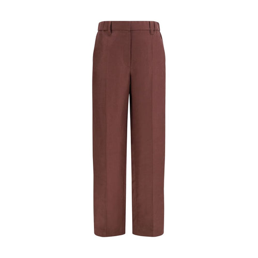 Brunello Cucinelli Brown Linen Casual Pants for Women