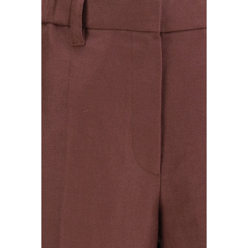 Brunello Cucinelli Brown Linen Casual Pants for Women