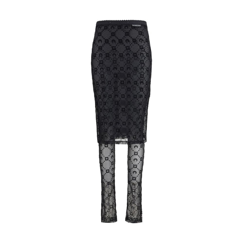 Marine Serre Black Recycled Polyamide Midi Skirt