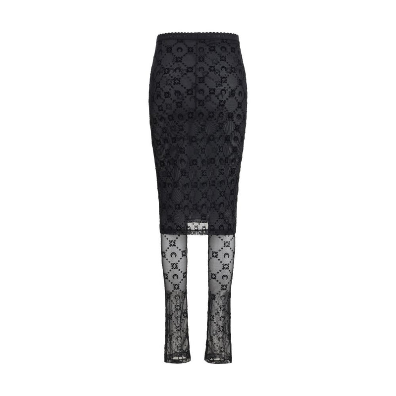 Marine Serre Black Recycled Polyamide Midi Skirt