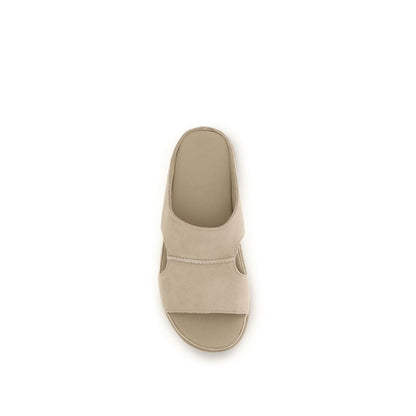 UGG Beige Calf Leather Bos Taurus Platform Sandals