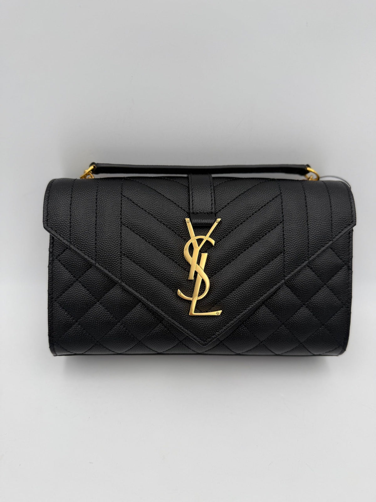 Saint Laurent SAINT LAURENT ENVELOPE SMALL Black Grained Leather Handbag